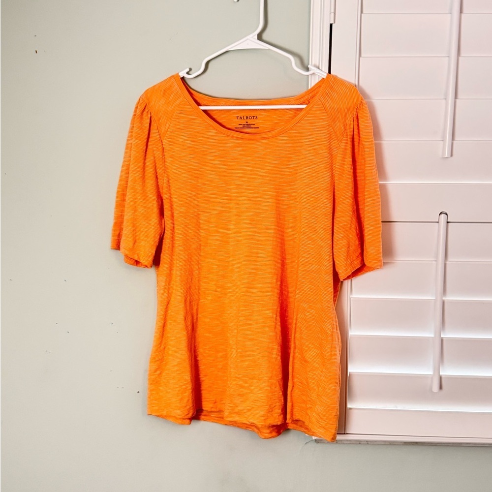 Talbots Orange Textured Short Sleeve T-Shirt XL